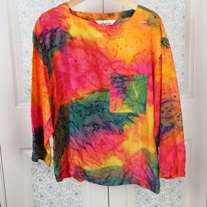 Vintage tie dye 100% silk blouse